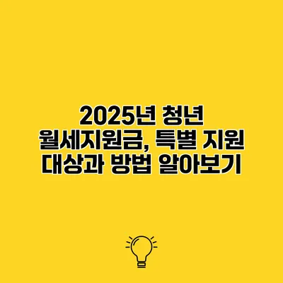 2025년 청년 월세지원금, 특별 지원 대상과 방법 알아보기