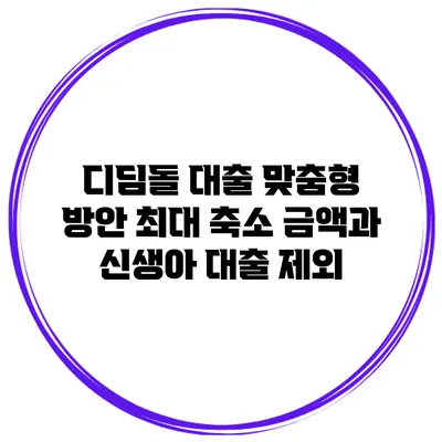 디딤돌 대출 맞춤형 방안 최대 축소 금액과 신생아 대출 제외