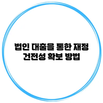 법인 대출을 통한 재정 건전성 확보 방법
