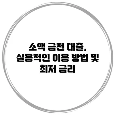 소액 금전 대출, 실용적인 이용 방법 및 최저 금리
