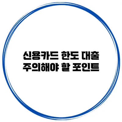 신용카드 한도 대출 주의해야 할 포인트