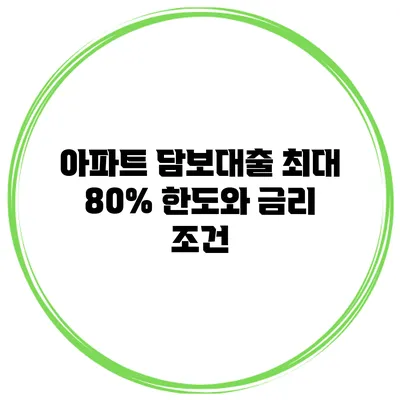 아파트 담보대출 최대 80% 한도와 금리 조건