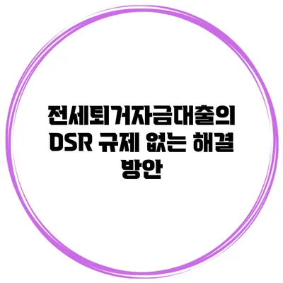 전세퇴거자금대출의 DSR 규제 없는 해결 방안