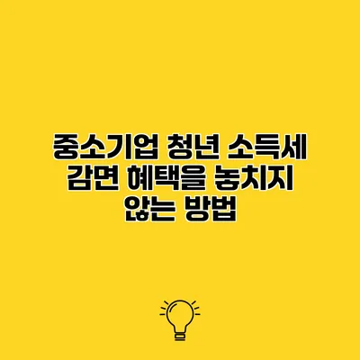 중소기업 청년 소득세 감면 혜택을 놓치지 않는 방법