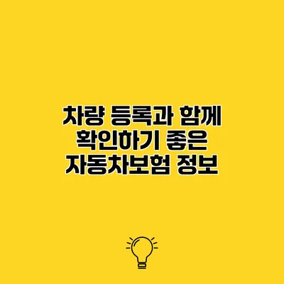 차량 등록과 함께 확인하기 좋은 자동차보험 정보