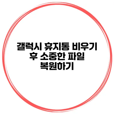 갤럭시 휴지통 비우기 후 소중한 파일 복원하기